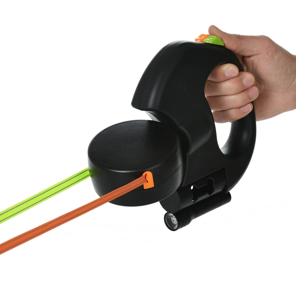 Dual Retractable Dog Leash with Lights
