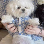 Floral Pet Winter Cardigan Coat