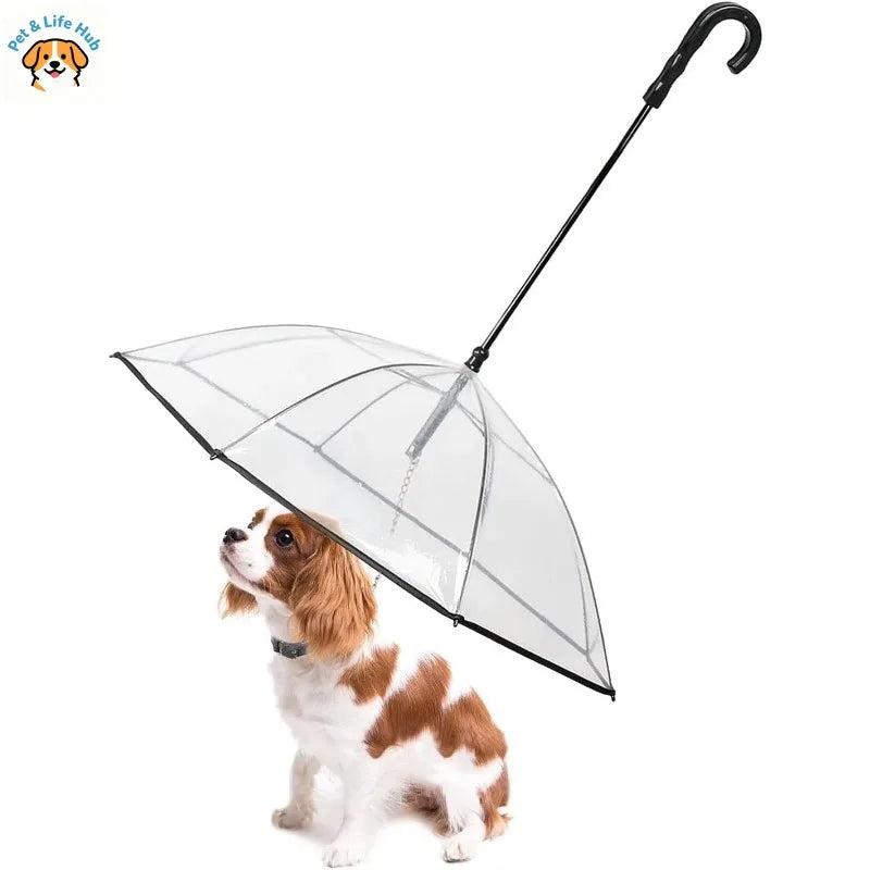 Clear Dog Umbrella with Built-In Leash