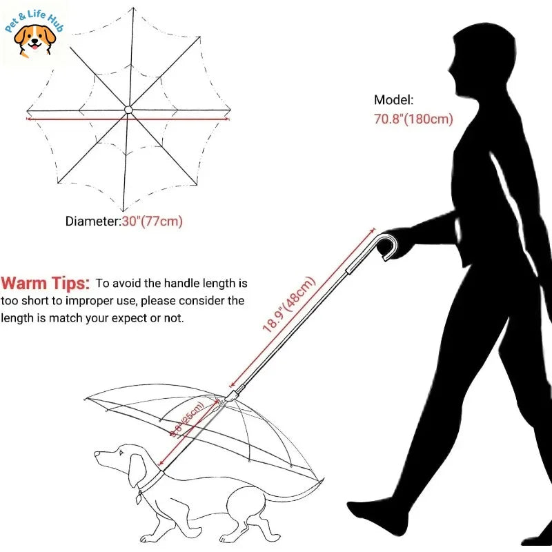 Clear Dog Umbrella with Built-In Leash
