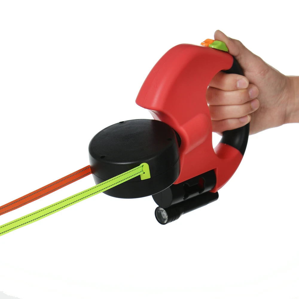 Dual Retractable Dog Leash with Lights