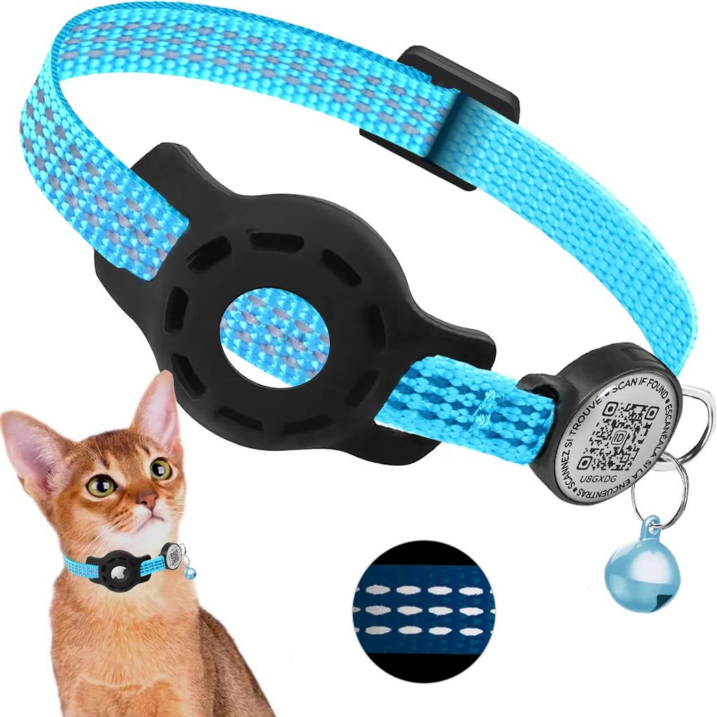 Reflective AirTag Cat Collar with QR Tag